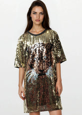 Tiger Head Sequin Tee Dresses Kate Hewko 