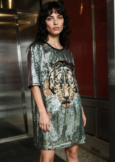 Tiger Head Sequin Tee Dresses Kate Hewko Silver One Size 