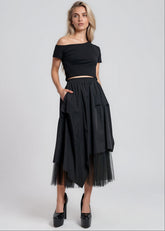 Tulle Contrast Midi Skirt Skirts Kate Hewko 