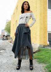 Tulle Contrast Midi Skirt Skirts Kate Hewko Charcoal One size 