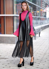 Tulle Hem Faux Leather Layering Dress Dresses Kate Hewko 