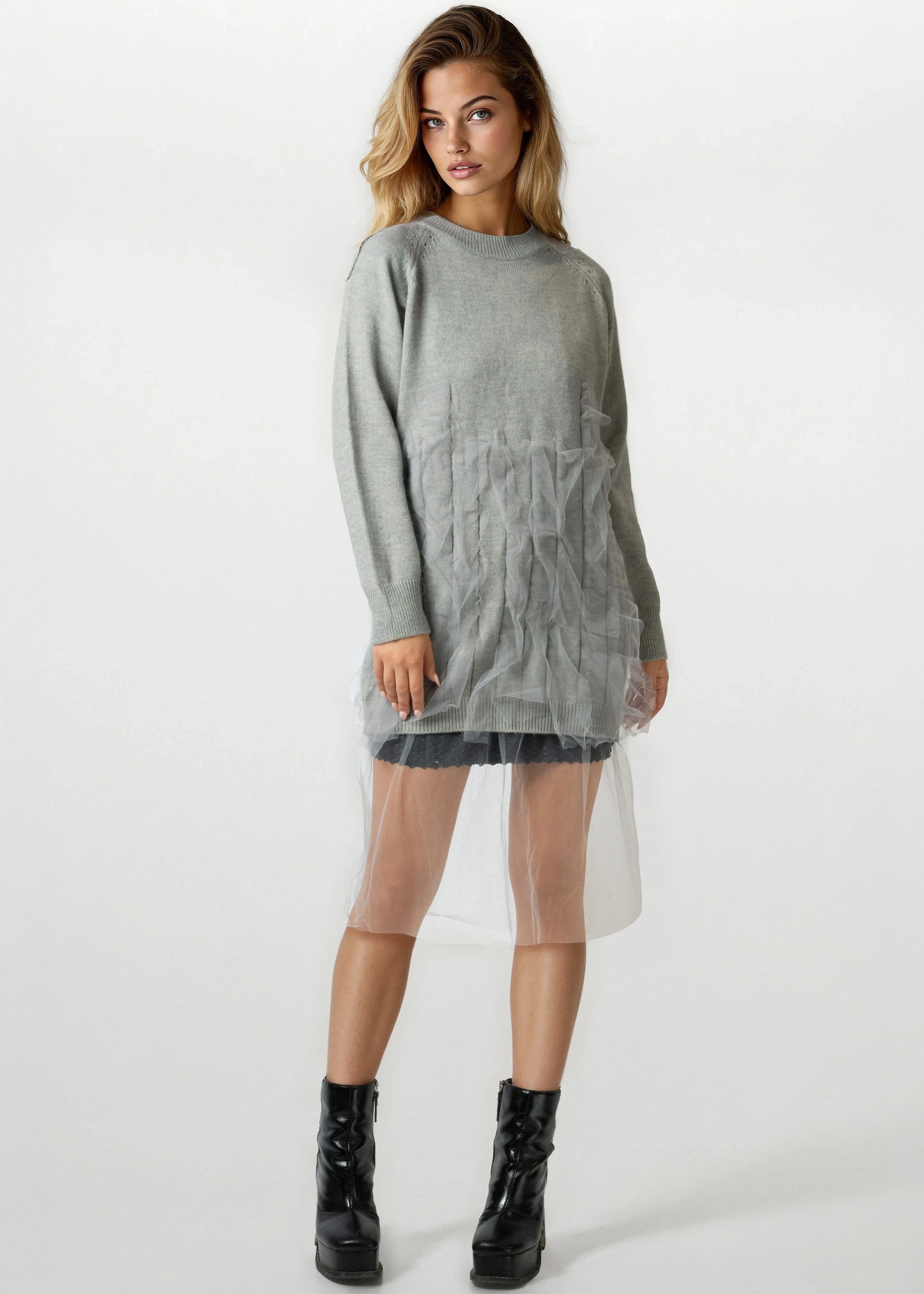 Tulle Hem Sweater Dress - Kate Hewko Tulle Hem Sweater Dress - Kate Hewko