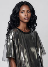 Tulle Overlay Metallic Tee Tees Kate Hewko 