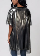 Tulle Overlay Metallic Tee Tees Kate Hewko 