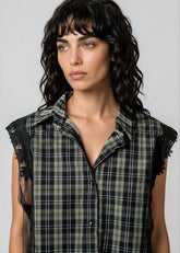 Tulle Overlay Plaid Vest Tank Tops Kate Hewko 