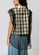 Tulle Overlay Plaid Vest Tank Tops Kate Hewko 