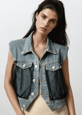 Tulle Panel Denim Vest Vests Kate Hewko 