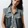Tulle Panel Denim Vest Vests Kate Hewko 