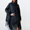 Tulle Trim Asymmetrical Button Up Layering Pieces Kate Hewko Black One size 