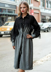 Tulle Trim Cinched Button Up Dress Dresses Kate Hewko 