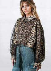 Tulle Trim Leopard Dress Shirt Blouses Kate Hewko 