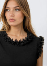 Tulle Trimmed Cropped Tank Top Tank Tops Kate Hewko 