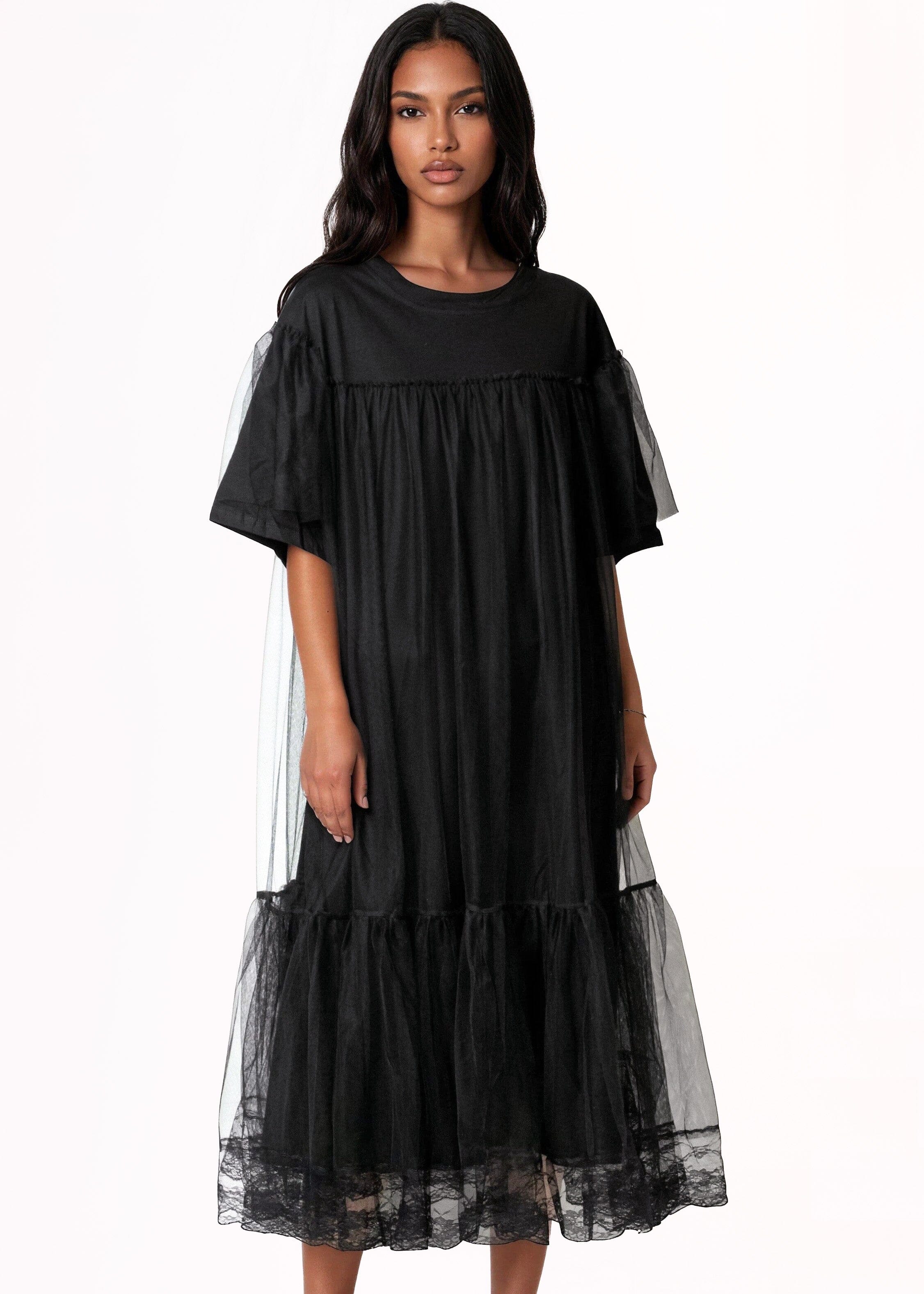 Tulle Wrapped Tee Dress