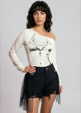 Tulle Zip Denim Shorts Shorts Kate Hewko Dark Denim XS 