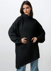 Turtleneck Asymmetric Hem Knit Sweater Sweaters Kate Hewko 