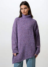 Turtleneck Asymmetric Hem Knit Sweater Sweaters Kate Hewko 