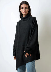 Turtleneck Asymmetric Hem Knit Sweater Sweaters Kate Hewko 