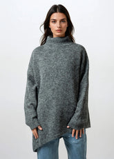 Turtleneck Asymmetric Hem Knit Sweater Sweaters Kate Hewko 