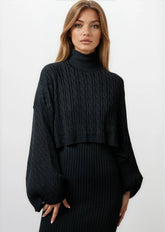 Turtleneck Knitted Dress Set Two Piece Sets Kate Hewko 