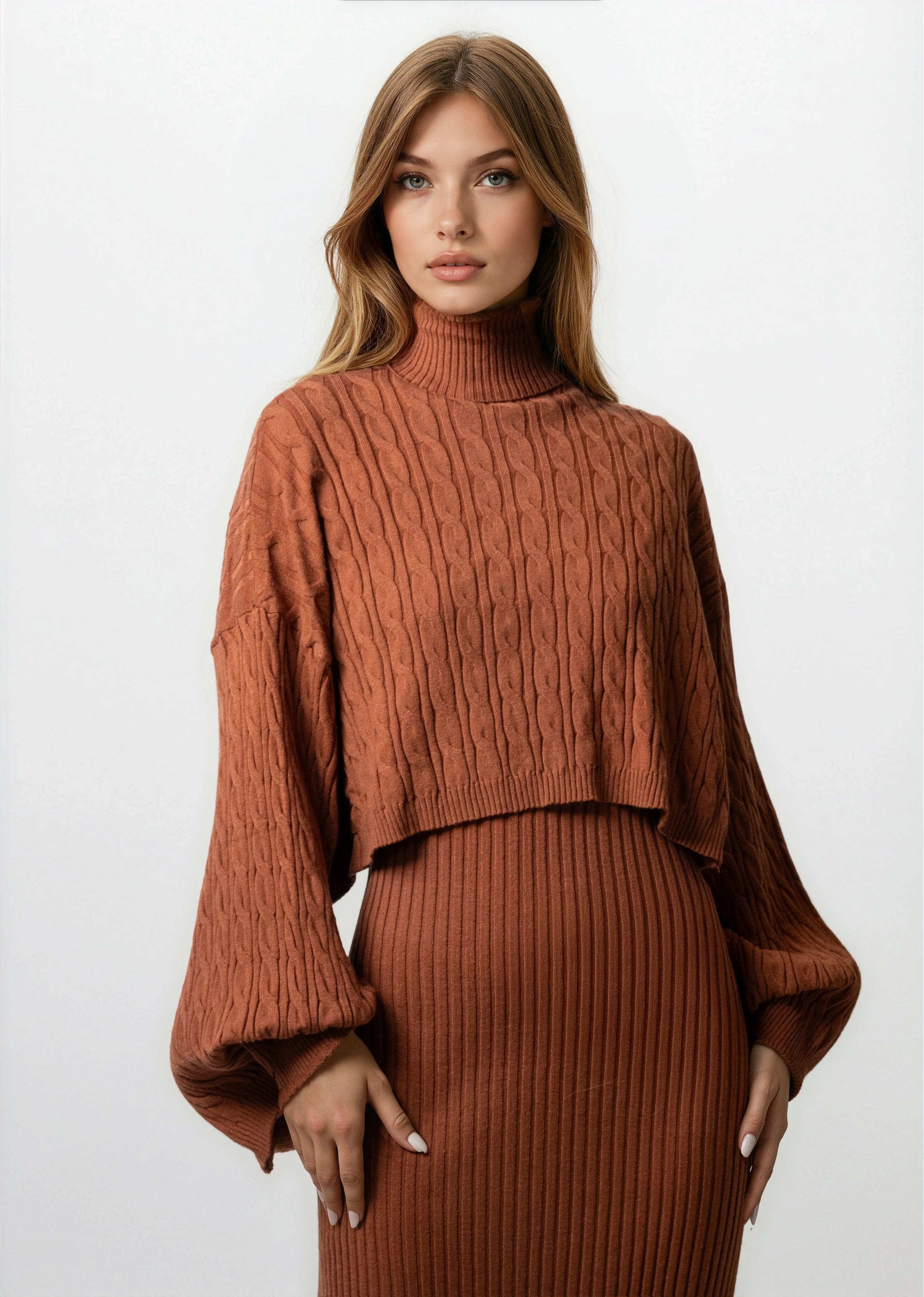 Turtleneck Knitted Dress Set - Kate Hewko Black / One size Turtleneck Knitted Dress Set - Kate Hewko Black / One size