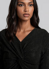 Twist Front Rhinestone Long Sleeve Long Sleeve Tees Kate Hewko 