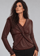 Twist Front Rhinestone Long Sleeve Long Sleeve Tees Kate Hewko 