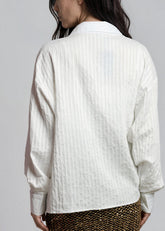 Twist Front Striped Dress Shirt Blouses Kate Hewko 