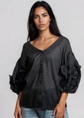 V Neck Puff Sleeve Blouse Blouses Kate Hewko 