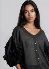 V Neck Puff Sleeve Blouse Blouses Kate Hewko 