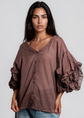 V Neck Puff Sleeve Blouse Blouses Kate Hewko 
