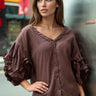 V Neck Puff Sleeve Blouse Blouses Kate Hewko 