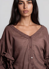 V Neck Puff Sleeve Blouse Blouses Kate Hewko 