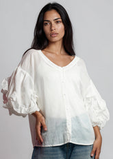 V Neck Puff Sleeve Blouse Blouses Kate Hewko 