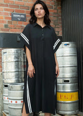 Varsity Stripe Polo Dress Dresses Kate Hewko Black One size 