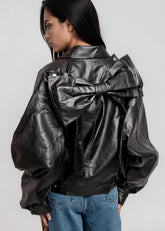 Vegan Leather Bow Jacket Outerwear Kate Hewko 