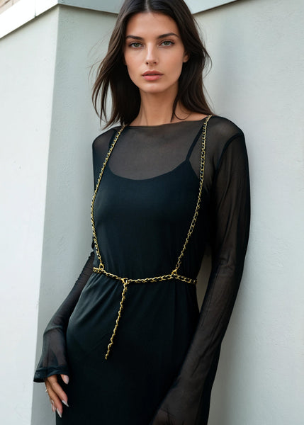 Vegan Leather Braided Harness Chain Belt - Kate Hewko display picture 1