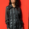 Vegan Leather Sheer Button Up Blouse Blouses Kate Hewko 