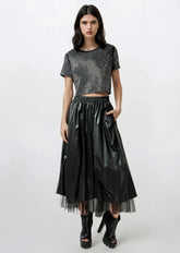 Vegan Leather Tulle Skirt Skirts Kate Hewko 