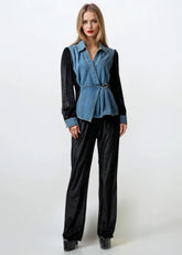 Velvet Denim Contrast Pant Set Two Piece Sets Kate Hewko 