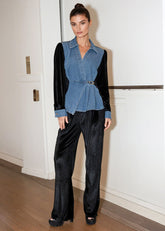 Velvet Denim Contrast Pant Set Two Piece Sets Kate Hewko 