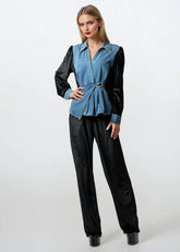 Velvet Denim Contrast Pant Set Two Piece Sets Kate Hewko 