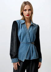 Velvet Denim Contrast Pant Set Two Piece Sets Kate Hewko 