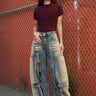 Washed Denim Studded Barrel Pant Pants Kate Hewko 