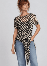 Zebra Side Tie Asymmetrical Blouse Blouses Kate Hewko 