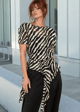 Zebra Side Tie Asymmetrical Blouse Blouses Kate Hewko 