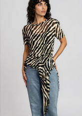 Zebra Side Tie Asymmetrical Blouse Blouses Kate Hewko 