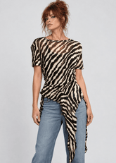 Zebra Side Tie Asymmetrical Blouse Blouses Kate Hewko 