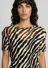 Zebra Side Tie Asymmetrical Blouse Blouses Kate Hewko 