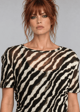 Zebra Side Tie Asymmetrical Blouse Blouses Kate Hewko 
