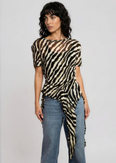 Zebra Side Tie Asymmetrical Blouse Blouses Kate Hewko 